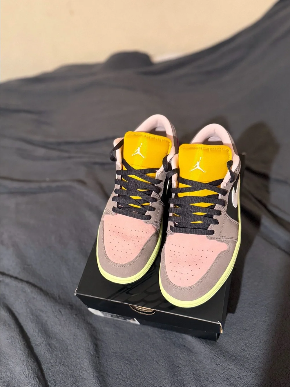 Jordan Low Top Women's Sneakers in Pink, Yellow, Purple and Gray